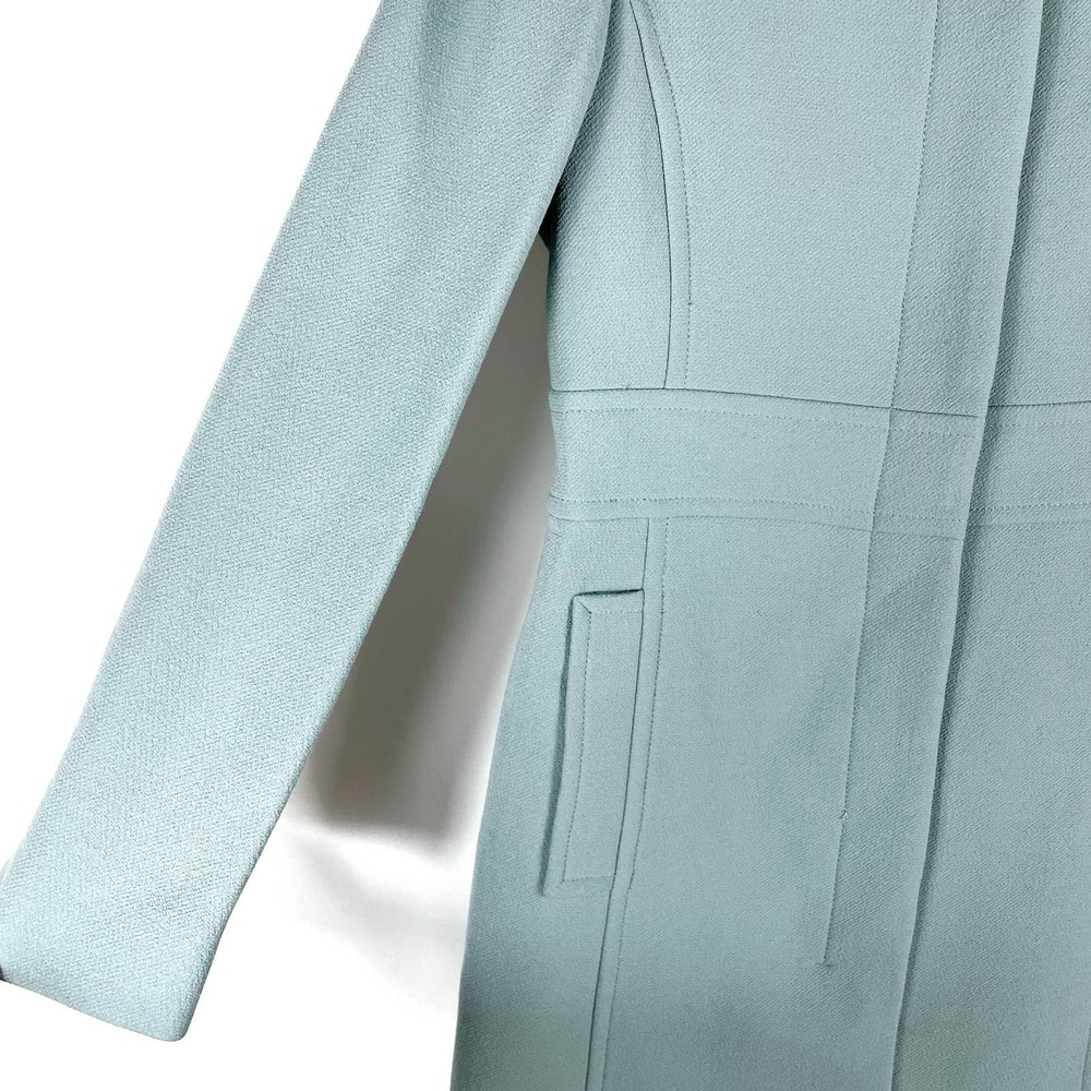 SOLD-J Crew Classic Coat Robins Egg Blue Wool Blend Long Line Hidden Button Sz 4 - Picture 2 of 7